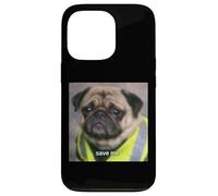 Carcasa para iPhone 13 Pro Divertido Triste Pug Meme Tema Humor Foto Borrosa