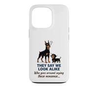 Carcasa para iPhone 13 Pro Doberman y Dachshund They Say We Look Alike Funny Dog Art