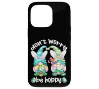 Carcasa para iPhone 13 Pro Don`t Worry Be Hoppy with Cute Bunny Ears and Easter GNOME