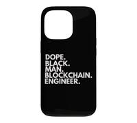 Carcasa para iPhone 13 Pro Dope Black Man Ingeniero de Blockchain Orgullo afroamericano