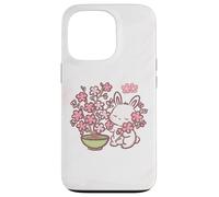 Carcasa para iPhone 13 Pro Easter Bunny Pink Sakura Flower Cute Japanese Cherry Blossom