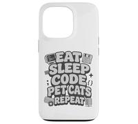 Carcasa para iPhone 13 Pro Eat Sleep Code Pet Cats Repeat Funny Programmer Cat Lover