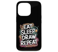 Carcasa para iPhone 13 Pro Eat Sleep Draw Repeat Pintor Artista Arte
