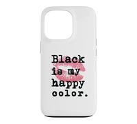 Carcasa para iPhone 13 Pro El Negro es mi Color Feliz con Besos de Labios Rosados