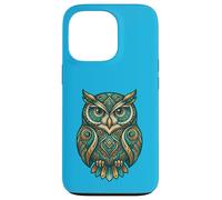 Carcasa para iPhone 13 Pro Elemental Folk Art Owl Symmetrical Mandala Bird Graphic