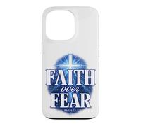 Carcasa para iPhone 13 Pro Faith Over Fear Phil 4:13 Cruz Cristiana versículo bíblico