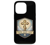 Carcasa para iPhone 13 Pro Fe Esperanza Amor Cristiano Ortodoxo Floral Jesucristo Dios