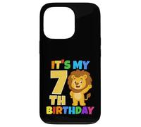Carcasa para iPhone 13 Pro Fiesta temática de Safari de león de 7 años con Texto en inglés It's My 7th Birthday