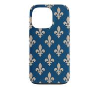 Carcasa para iPhone 13 Pro Flor de lis, símbolo Real francés, Beige sobre Azul Marino