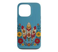 Carcasa para iPhone 13 Pro Floral Boho Plumas Motivos Folk Ornamental Tribal Western