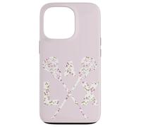 Carcasa para iPhone 13 Pro Floral Lacrosse Crossed Sticks LAX Girly Lavanda Pink Head