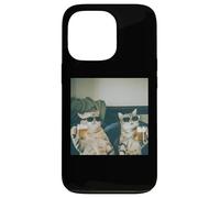 Carcasa para iPhone 13 Pro Foto Retro de Gatos con Cerveza Divertida, Divertida Fiesta de Gatos enfriados con Alcohol