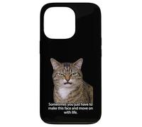 Carcasa para iPhone 13 Pro Funny Angry Annoyed Cat Face Meme Unimpressed Tabby Cat Pun