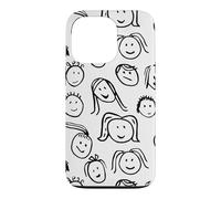 Carcasa para iPhone 13 Pro Funny Artsy Linocut Kids Faces, Lindo Sonriendo riendo