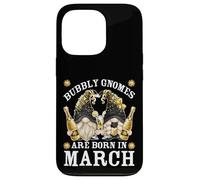 Carcasa para iPhone 13 Pro Funny Champagne Birthday Gnomes For Women Are Born In March