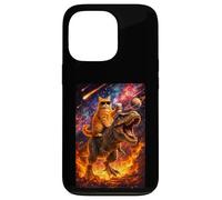 Carcasa para iPhone 13 Pro Funny Coffee Orange Cat Riding T-Rex in Cosmic Galaxy UFO