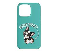 Carcasa para iPhone 13 Pro Funny Girl Kawaii Guess What Butt Black Tricolor Corgi Lover
