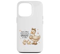 Carcasa para iPhone 13 Pro Funny Mom Just a Mom Trying to Keep Her Ducks Humor
