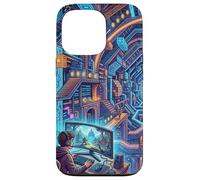 Carcasa para iPhone 13 Pro Futurista Cyberpunk PC Gamer y Retro Pixel Art RPG Fantasía