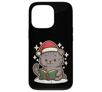Carcasa para iPhone 13 Pro Gato Lee Libro en Navidad