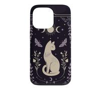 Carcasa para iPhone 13 Pro Gato místico Celestial Luna Polilla Botánica Arte Oculto