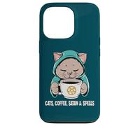 Carcasa para iPhone 13 Pro Gatos, café, satanás y hechizos Lindo Gato Oculto