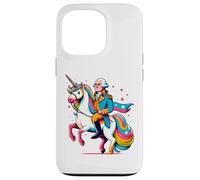 Carcasa para iPhone 13 Pro George Washington Riding A Unicorn Rainbow Colorido Gráfico