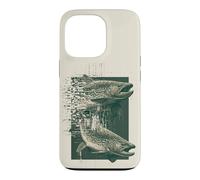 Carcasa para iPhone 13 Pro Glitch Trucha Pesca Gráfico Retro Digital Fish Design
