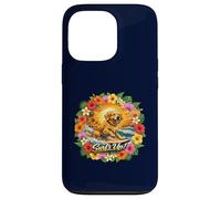Carcasa para iPhone 13 Pro Golden Retriever Perro Surfing Playa Puesta de Sol Vacaciones