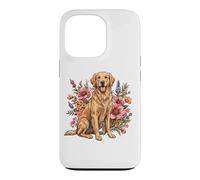 Carcasa para iPhone 13 Pro Goldie Sporting Dog Vintage Flowers Floral Golden Retriever