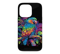 Carcasa para iPhone 13 Pro Gráfico de aerógrafo Retro Colorido Loro pájaro Tropical