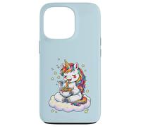 Carcasa para iPhone 13 Pro Gráfico de Pasta de Espaguetis arcoíris con Unicornio Chibi