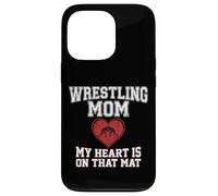 Carcasa para iPhone 13 Pro Gráfico de Wrestling Mom My Heart Is On That Mat