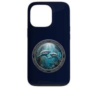 Carcasa para iPhone 13 Pro Gran tiburón Blanco observador de Tiburones Buzo Familia de Tiburones en el océano