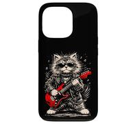 Carcasa para iPhone 13 Pro Guitarrista eléctrico Cat Metal Music Rocker