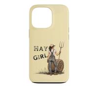 Carcasa para iPhone 13 Pro Heno Girl Funny Farm Cowgirl Western Rustic Granero Vida