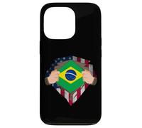 Carcasa para iPhone 13 Pro Herencia brasileña Raíces de Brasil Bandera de EE. UU