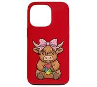 Carcasa para iPhone 13 Pro Highland Cow Autismo Puzzle Concientización Enseñar Niños Niñas