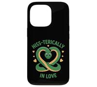 Carcasa para iPhone 13 Pro Hiss-terically In Love Cute Snake Heart Juego de Palabras Amante de Reptiles