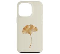 Carcasa para iPhone 13 Pro Hoja de Ginkgo Acuarela Dorada Diseño Minimalista Botánico
