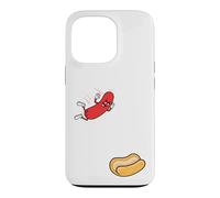 Carcasa para iPhone 13 Pro Hot Dog Saltando En Bun Retro Summer BBQ Grill 4 de Julio