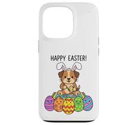 Carcasa para iPhone 13 Pro Huevos Divertidos de la Pintura del Conejo de Pascua del Perro del Cachorro para el