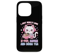 Carcasa para iPhone 13 Pro I Just Really Love K-Pop Ramen y Boba Tea Cute Cat