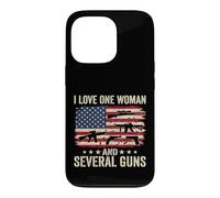 Carcasa para iPhone 13 Pro I Love-One Woman and Several Guns Lover American Flag Funny