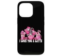 Carcasa para iPhone 13 Pro I Love You A Latte Pink Buffalo Plaid Decor Valentines GNOME