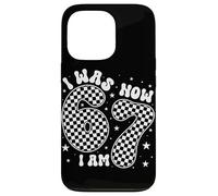 Carcasa para iPhone 13 Pro I Was 6 Now I Am 7 Groovy Retro Checkered 7th Birthday Party