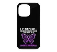 Carcasa para iPhone 13 Pro I Wear Soporte de Cinta de Mariposa para concienciación sobre la Demencia púrpura