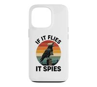 Carcasa para iPhone 13 Pro If It Flies It Spies Cuervo Vigilancia Pájaro Retro Conspiración