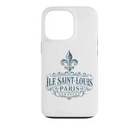 Carcasa para iPhone 13 Pro Île Saint-Louis Paris Francia Ornate Fleur-De-lis Navy Print