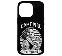 Carcasa para iPhone 13 Pro In Ink We Trust Funny Tatuado Tatuado Lincoln Tattoo Bandera de Estados Unidos